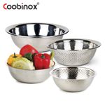 Coobinox® Stainless Steel Mixing Bowl, Colander & Rice Washing Bowl 4-Piece Set (CO-1154)